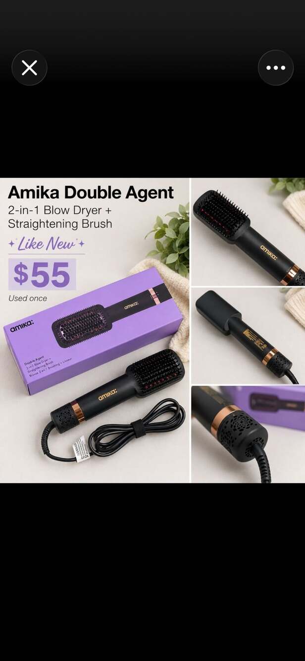 amika Double Agent 2-in-1 Blow Dryer & Straightening Brush